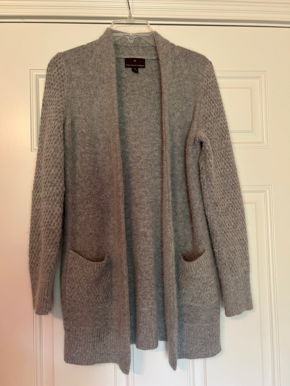 Fenn Wright Manson Gray Angora Rabbit Long Cardigan Sz M